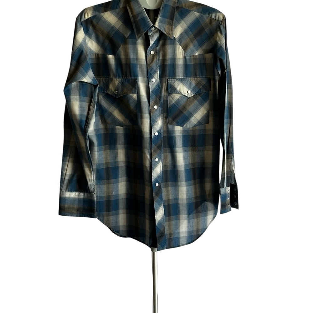Plainsman Men’s Plaid Western, Snap Button Classic Pattern SZ L